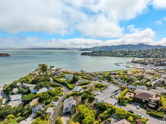 a view of a lake with houses