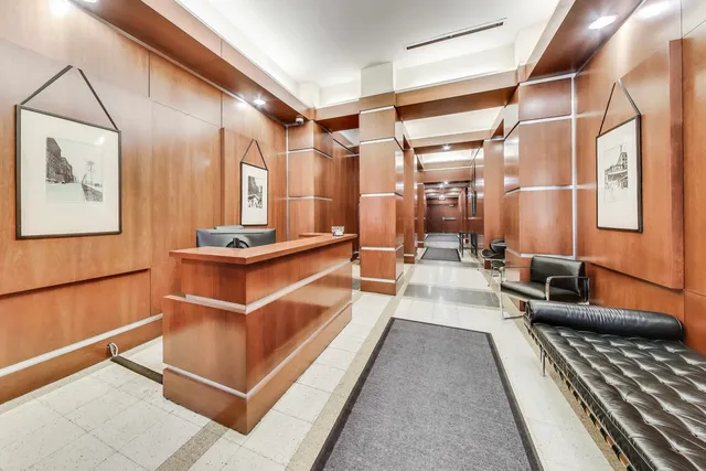 a view of a hallway with a couch
