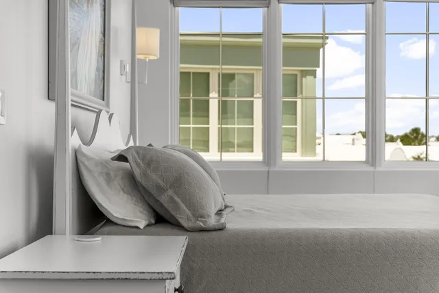 a view of swimming pool from a balcony