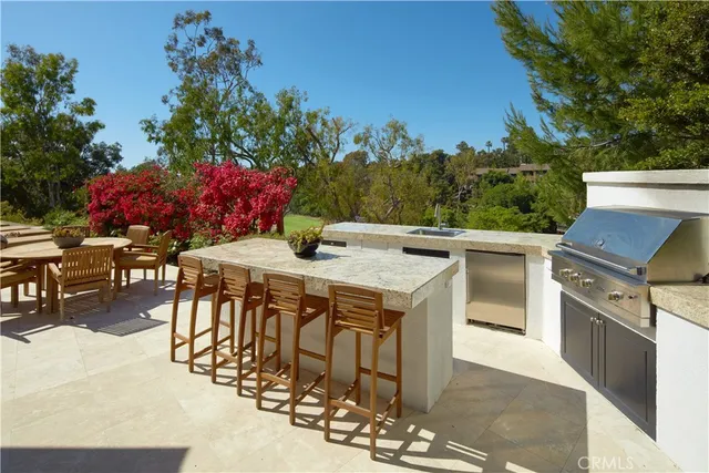 an outdoor space with seating