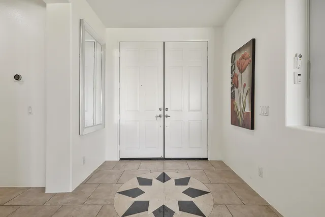 a view of a closet area with window