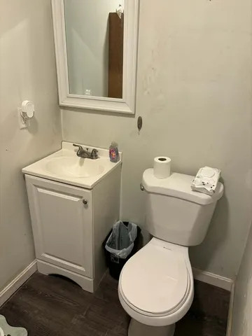 a white toilet sitting next to a bathroom sink