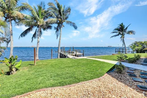 an aerial view of a house with a garden