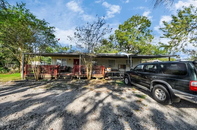 a view of a car parked in garage