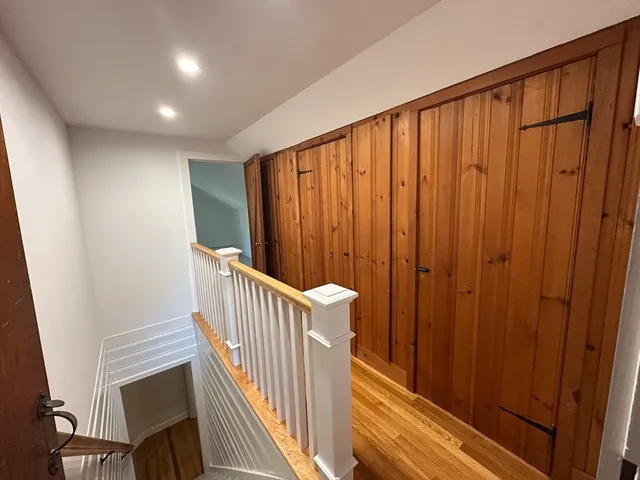 a view of an empty walk in closet