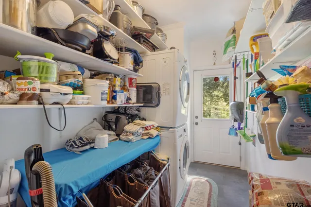 a view of a big yard with trees