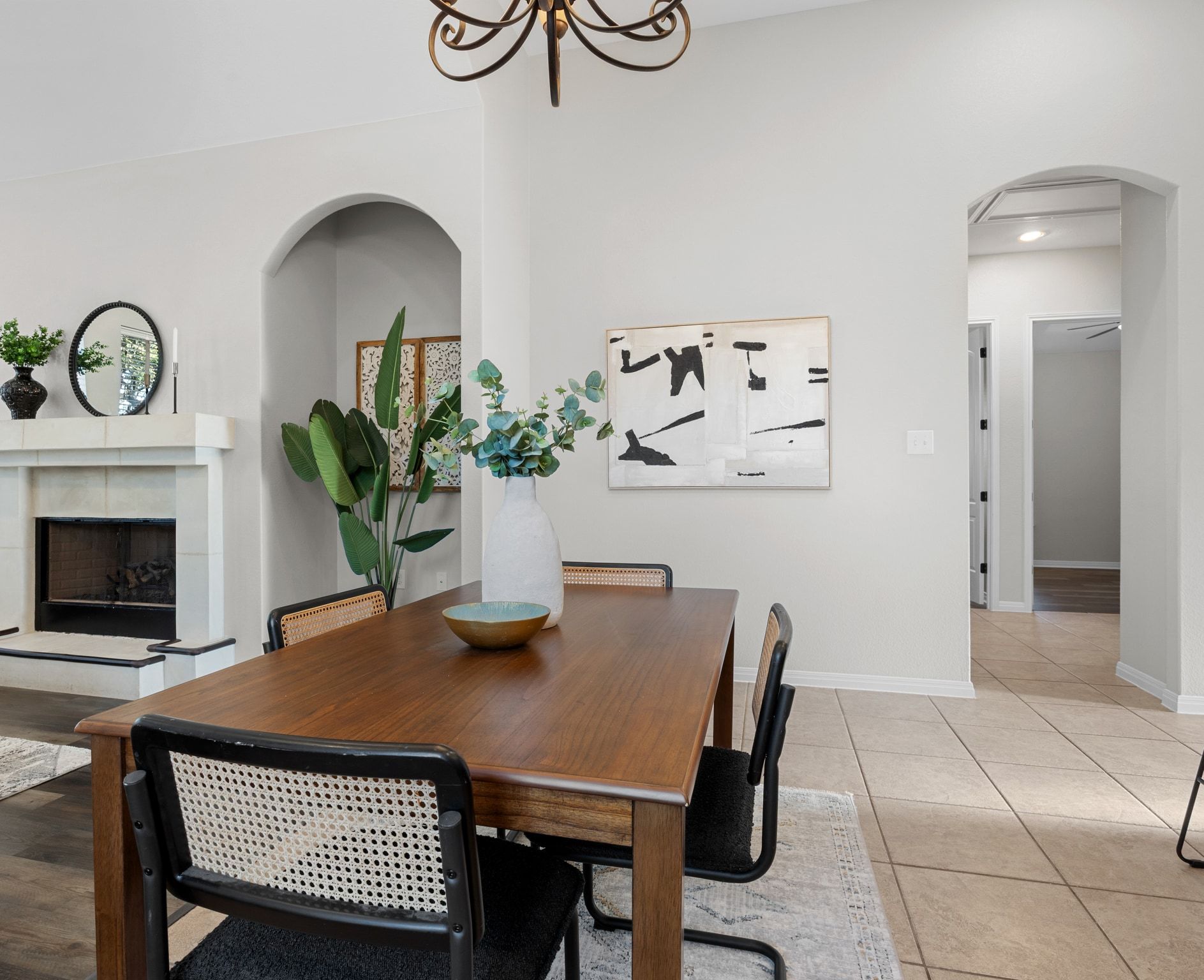 1412 Rimstone Drive Cedar Park, TX 78613 - Photo 22 of 39 a view of a dining room with furniture and a fireplace