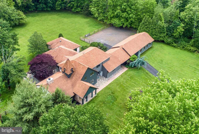 an aerial view of a house