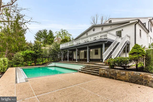 a view of a swimming pool with a yard