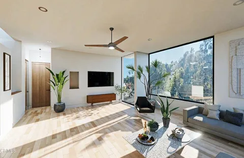 an outdoor space with seating