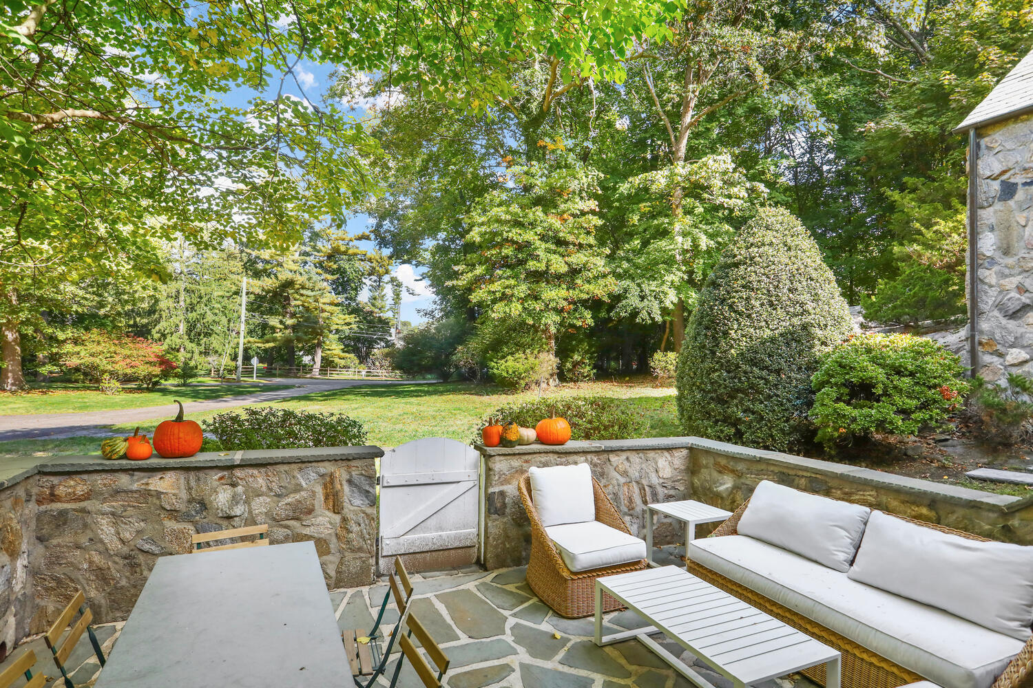 11 Searles Road Darien, CT 06820 - Photo 34 of 43 a view of yard from deck with seating area