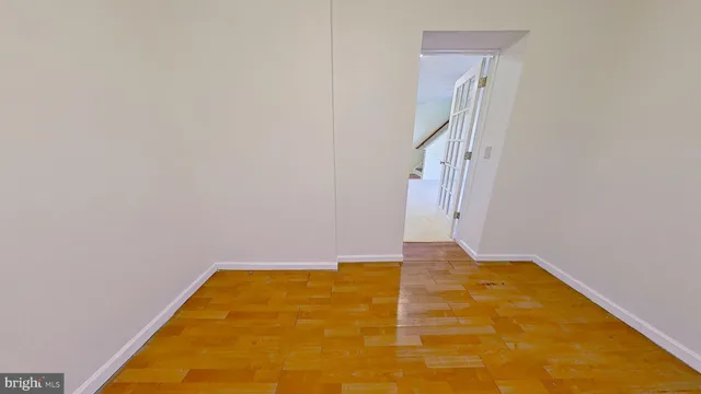 a view of a room with a window