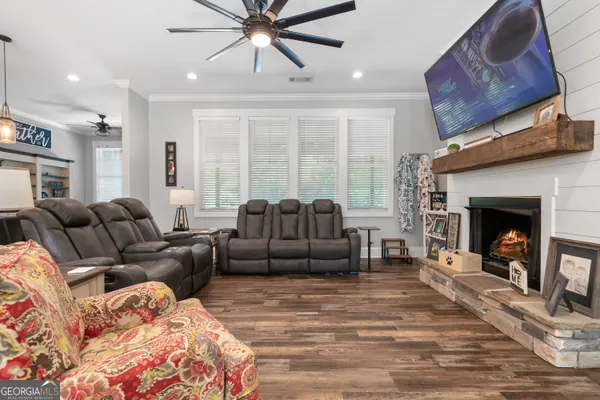 a living room with furniture
