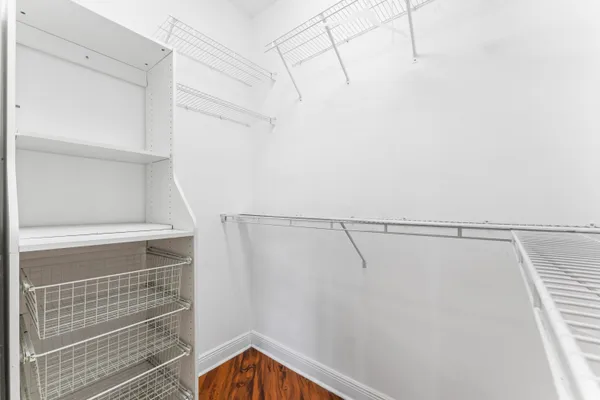 a view of a room with racks on the wall