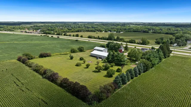 a view of a lake with a yard