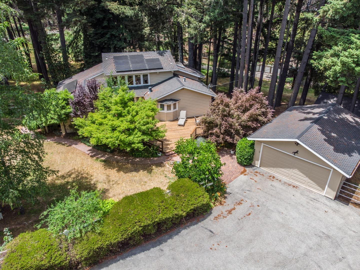 12445 Alba Road Ben Lomond, CA 95005 - Photo 1 of 37 an aerial view of a house with a garden