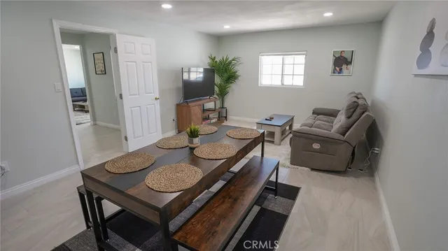 a living room with furniture