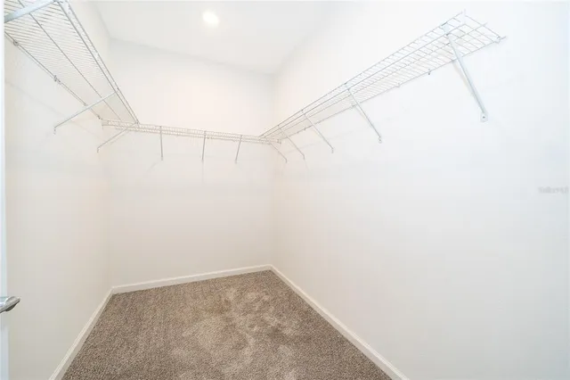 a view of a room with racks on the wall