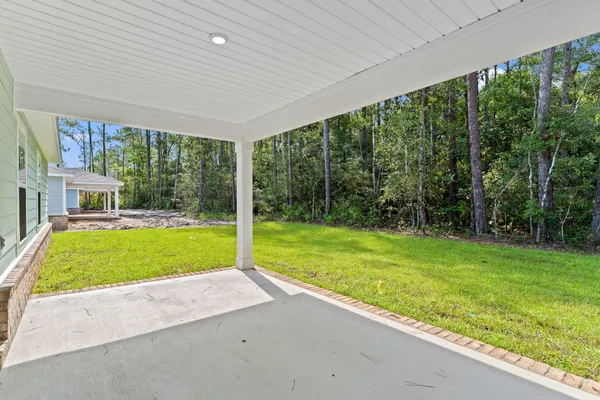 a view of backyard with large trees