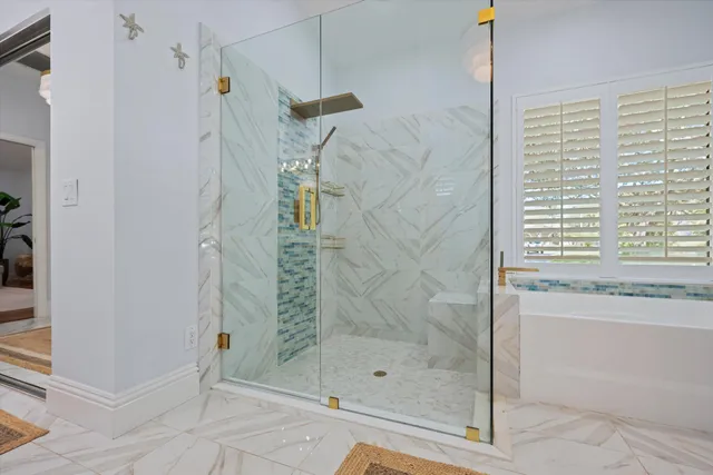 a bathroom with a shower