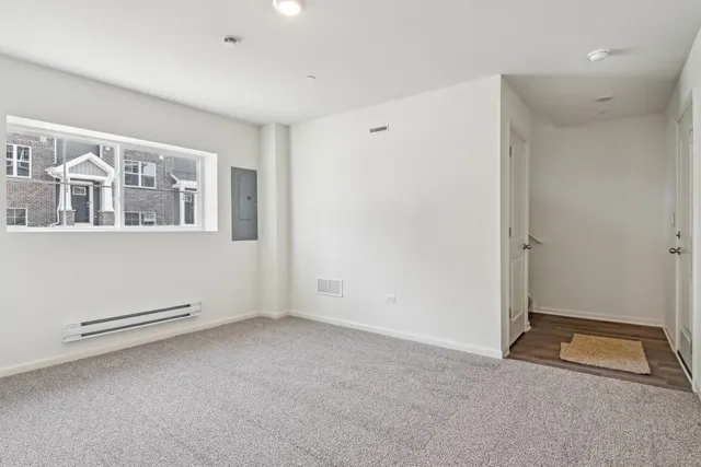 an empty room with windows