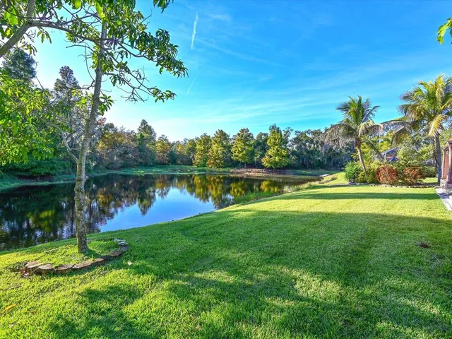 a lake with trees in the background