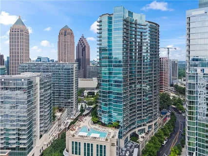 a view of a city with tall buildings