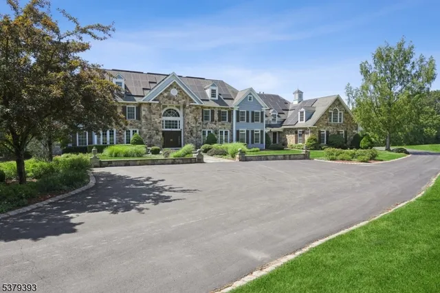 a view of a big house in a big yard with palm trees
