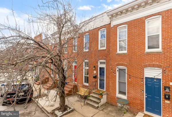 a front view of a brick house