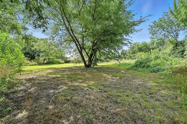 a view of outdoor space with trees all around