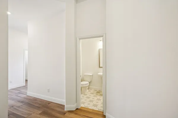 a view of small space with racks on the wall