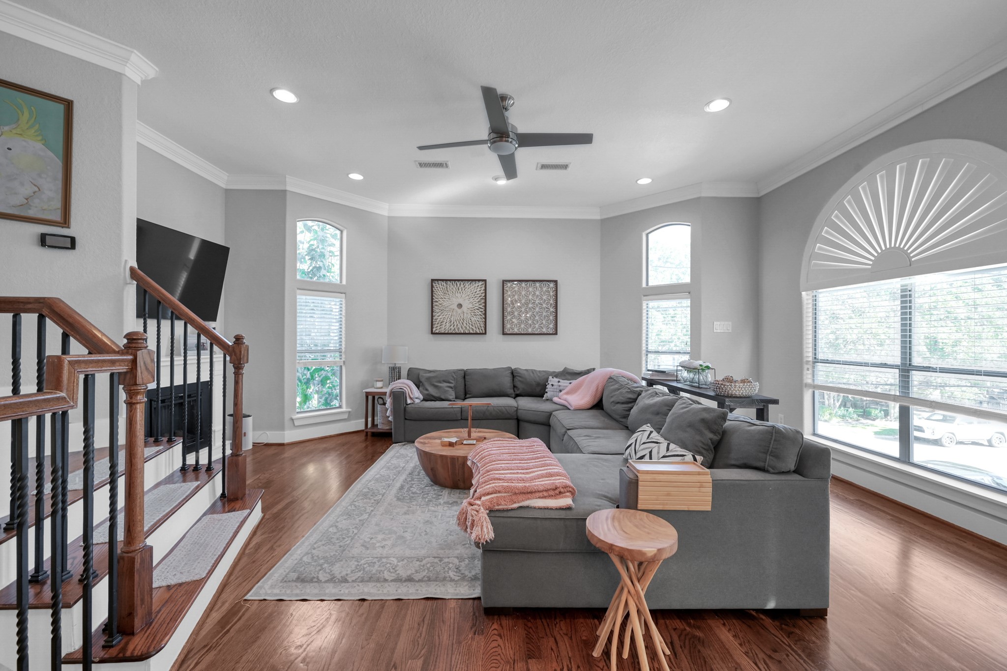1328 West 23rd Street, Unit A Houston, TX 77008 - Photo 9 of 28 a living room with fireplace furniture and a flat screen tv