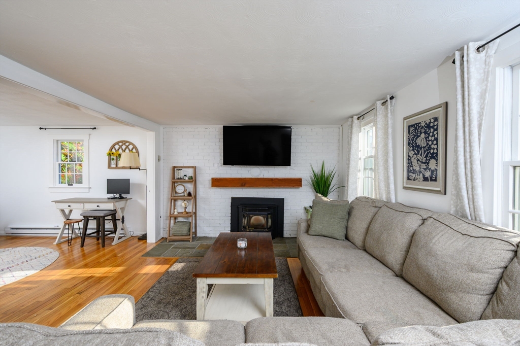 19 Langford Road Plymouth, MA 02360 - Photo 4 of 33 a living room with furniture a fireplace and a flat screen tv