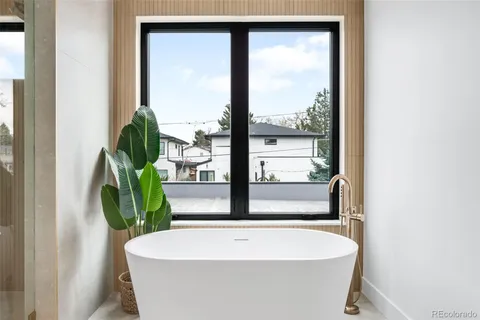 a bathroom with a bathtub