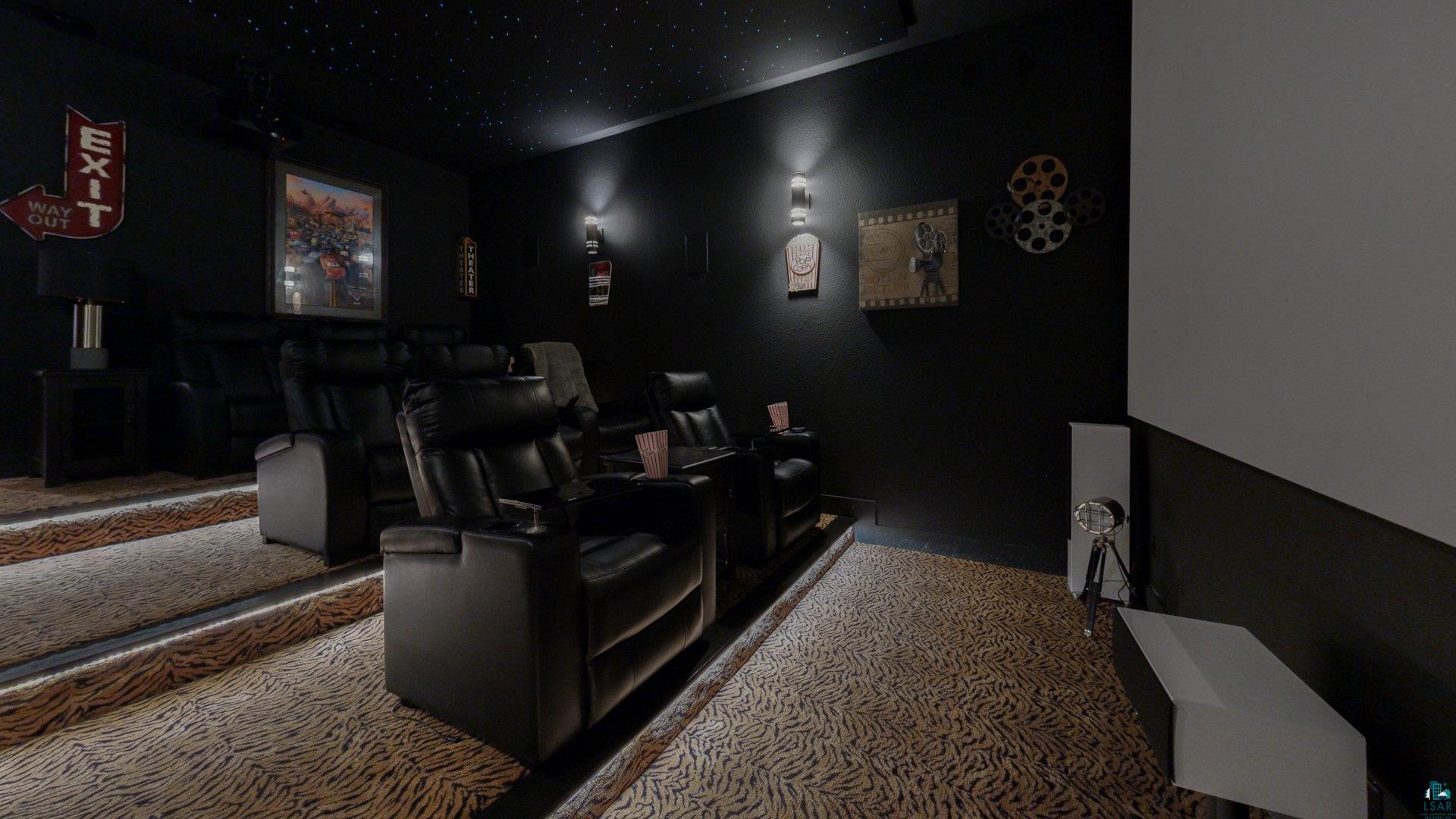 N1211 East Side Road Birchwood, WI 54817 - Photo 45 of 70 Cinema room featuring carpet flooring