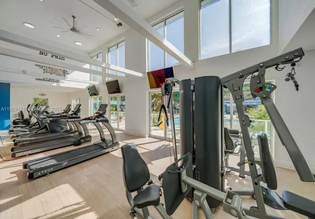 a view of a room with gym equipment
