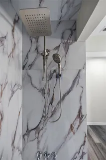 a bathroom with a shower