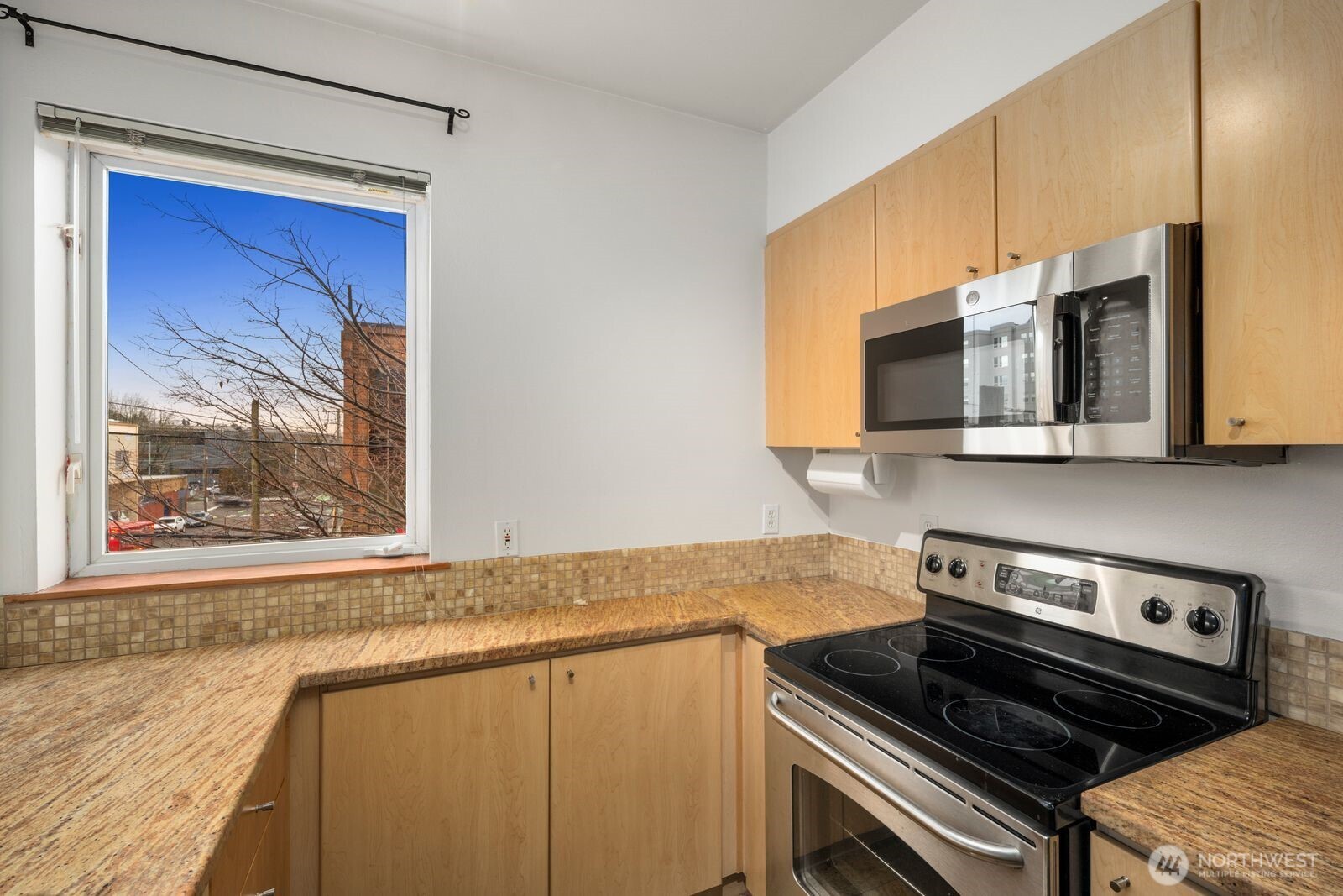 668 South Lane Street, Unit 314 Seattle, WA 98104 - Photo 15 of 36 a kitchen with a stove and a microwave