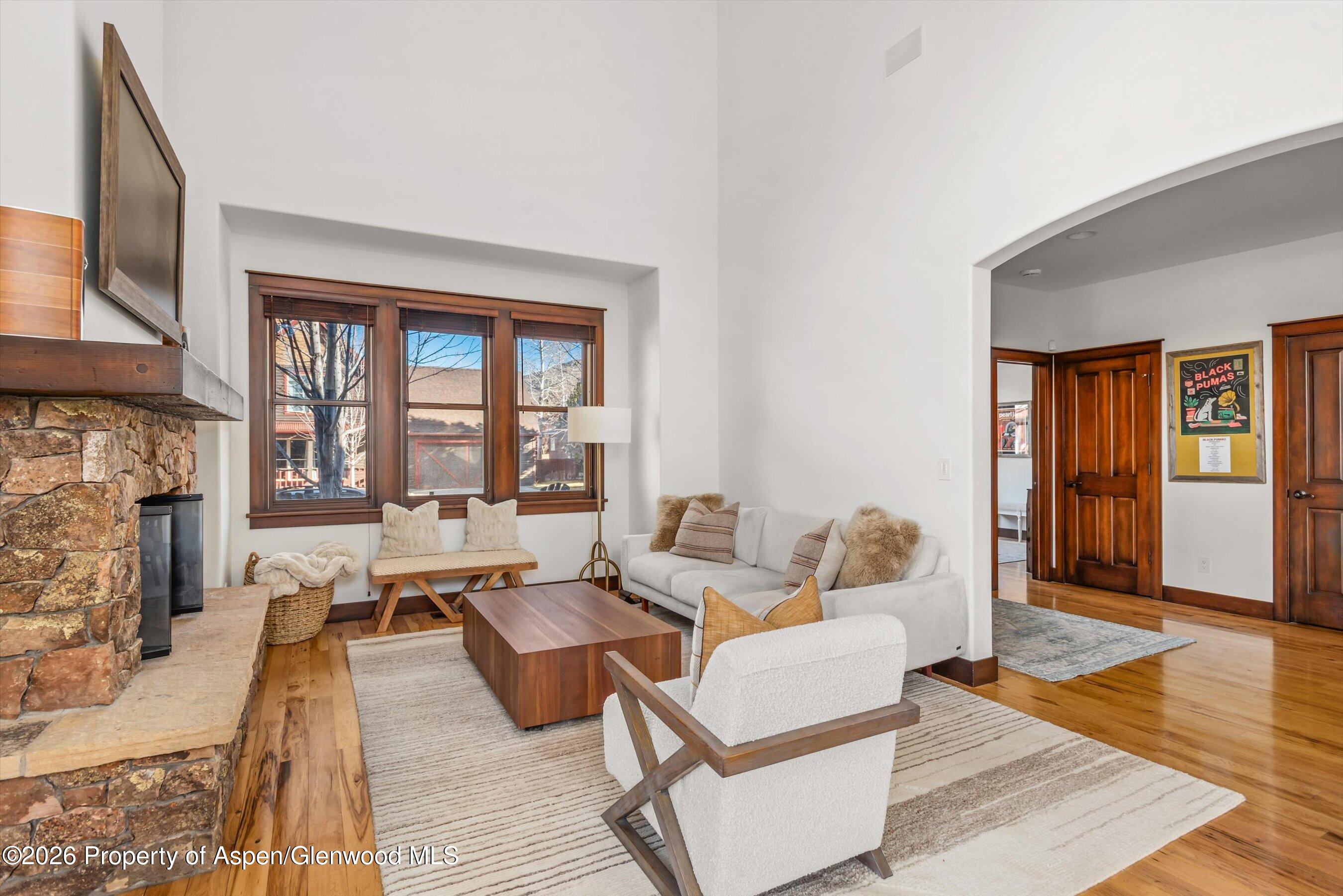 410 Meadow Court Basalt, CO 81621 - Photo 5 of 30 a living room with furniture and a fireplace
