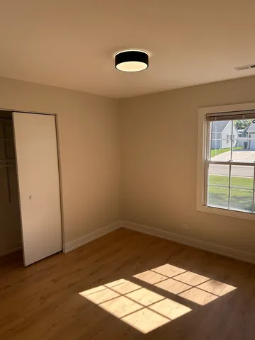 an empty room with a workbench