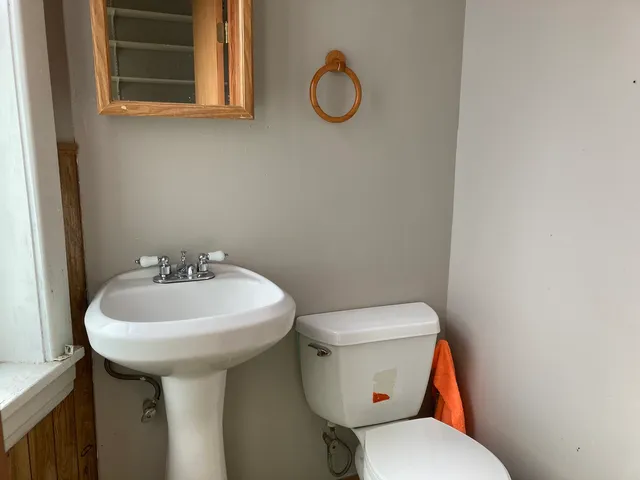 a view of a small space with a window