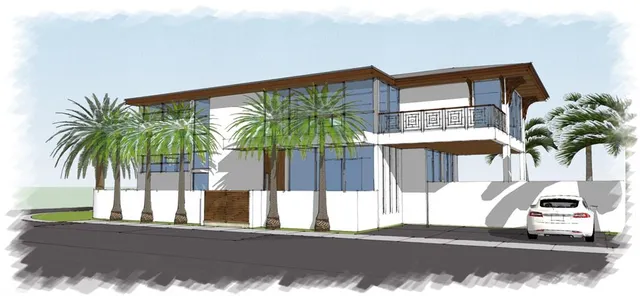 a view of a balcony with potted plants