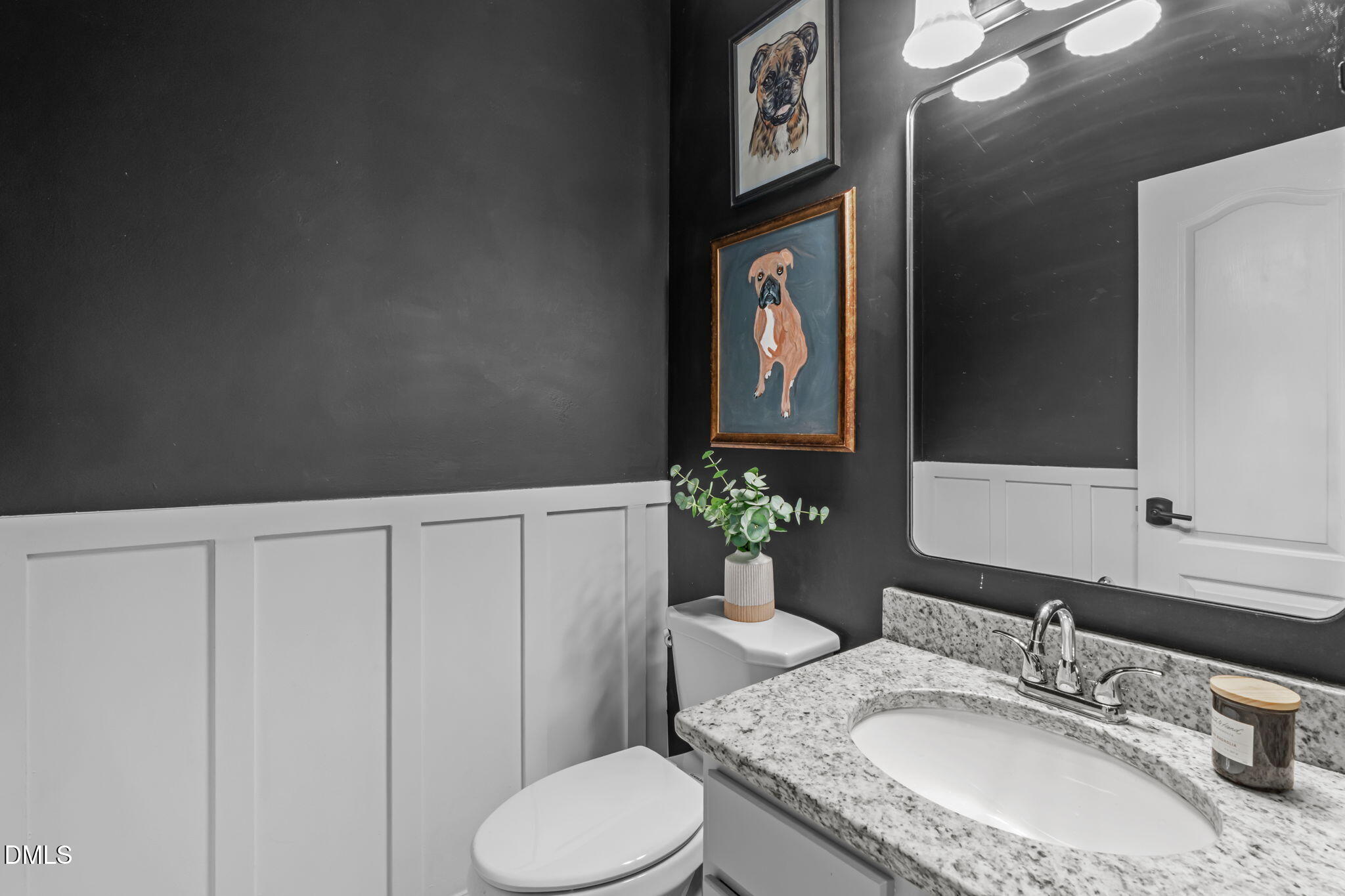 400 New Timber Path Apex, NC 27502 - Photo 28 of 34 a bathroom with a granite countertop sink vanity mirror and toilet