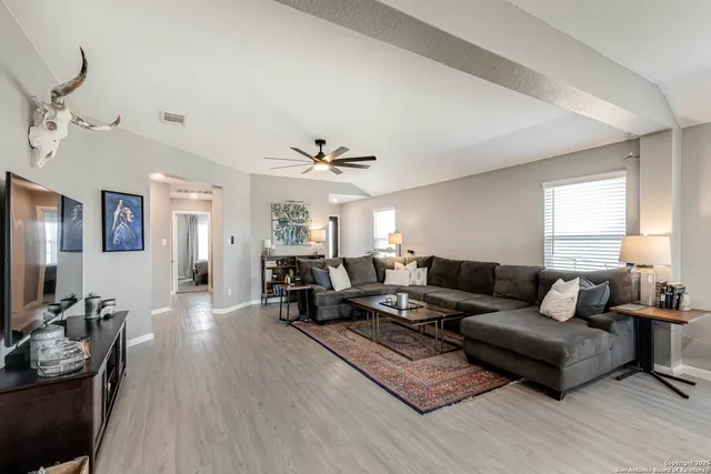 a living room with furniture