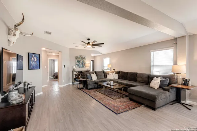 a living room with furniture