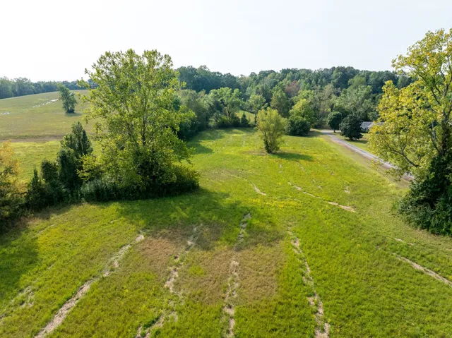 a view of a lake with a yard