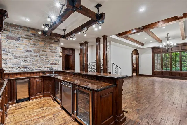 a view of a livingroom with a staircase