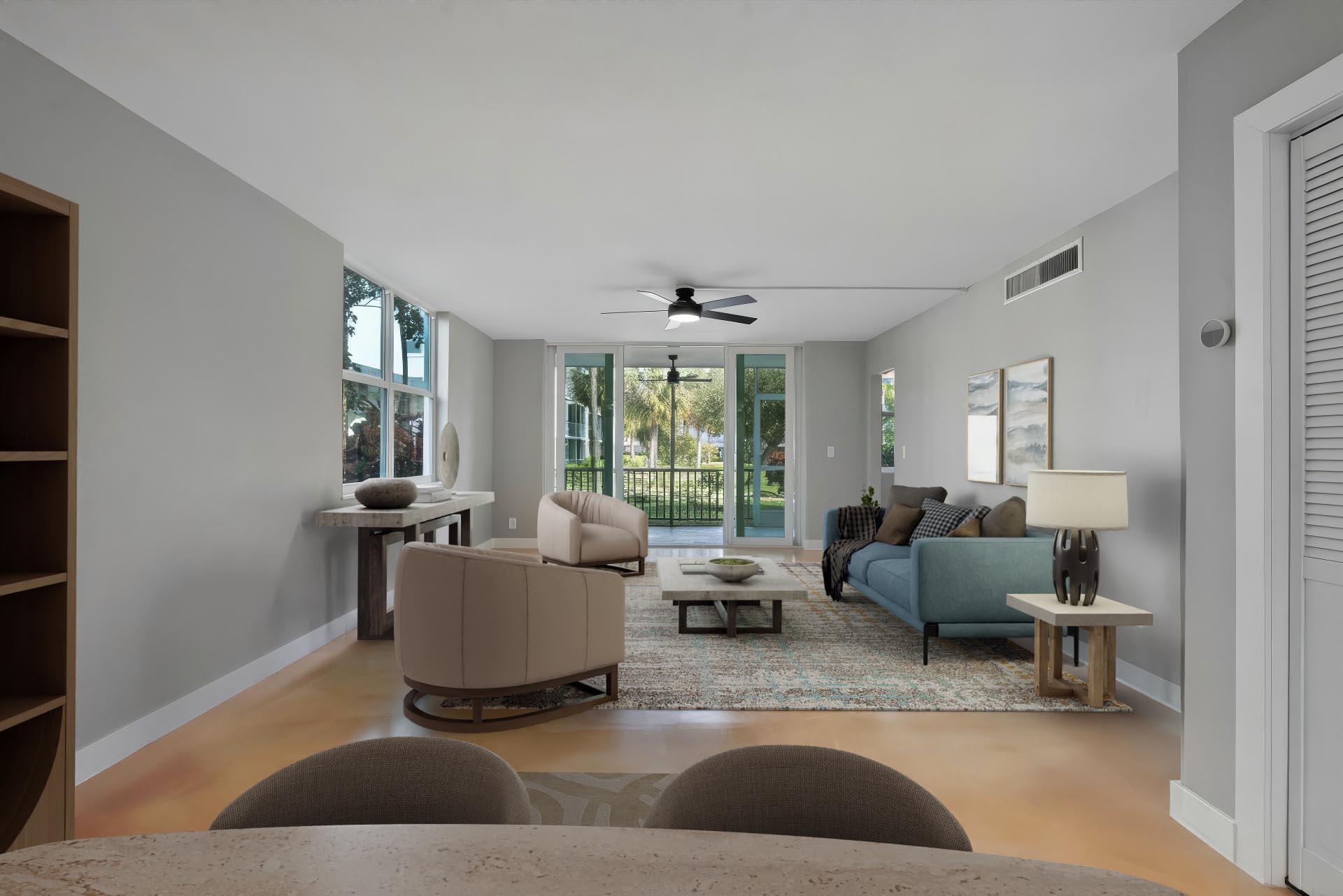 2525 Florida Boulevard, Unit 127 Delray Beach, FL 33483 - Photo 13 of 62 a living room with furniture and a large window