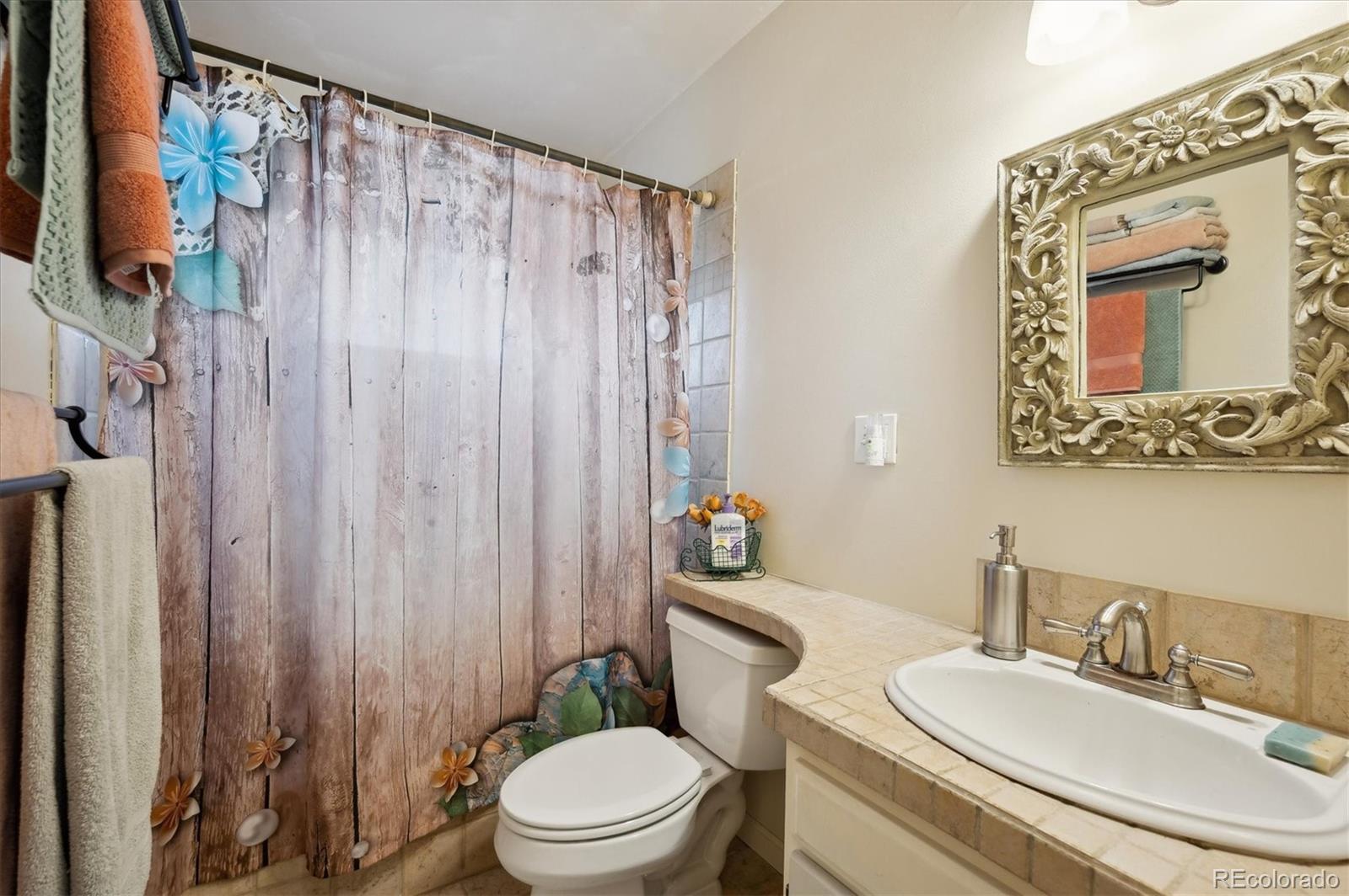 11094 Thomas Drive Conifer, CO 80433 - Photo 22 of 44 a bathroom with a toilet a sink and a mirror