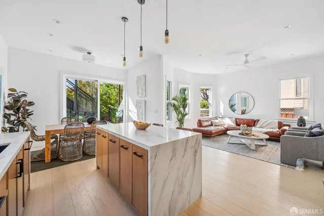 a kitchen with lots of counter space and a sink